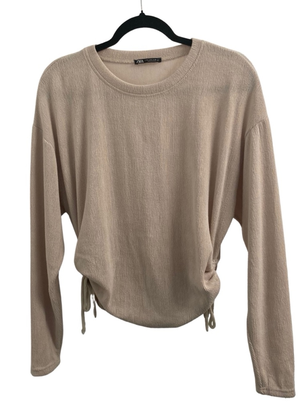 Zara Ribbed Cinched Pullover Crewneck Sweater Size M